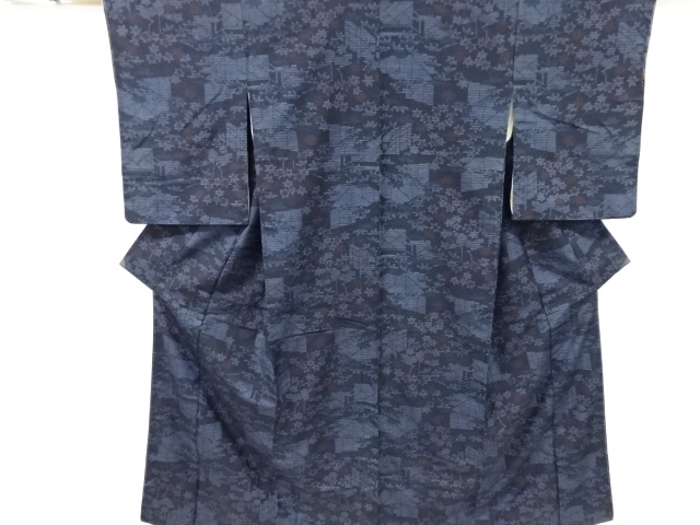 JAPANESE KIMONO / VINTAGE KIMONO / SILK / TSUMUGI \ WOVEN LEAVE